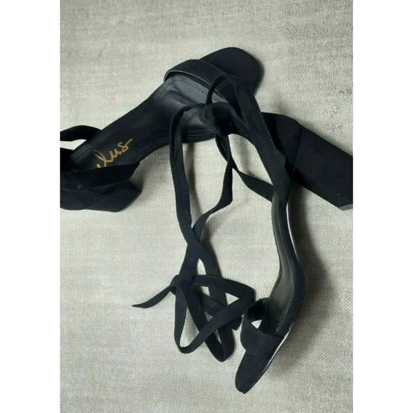 Lulu's Heels Black Faux Suede Airis Ankle Wrap Size 6.5 - Picture 5 of 7